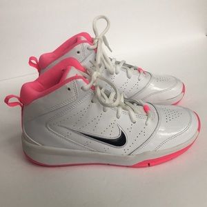 Nike Hustle High Tops In White, Pink & Black Size 4Y